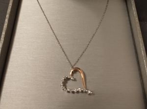 10k rose gold real diamond heart necklace